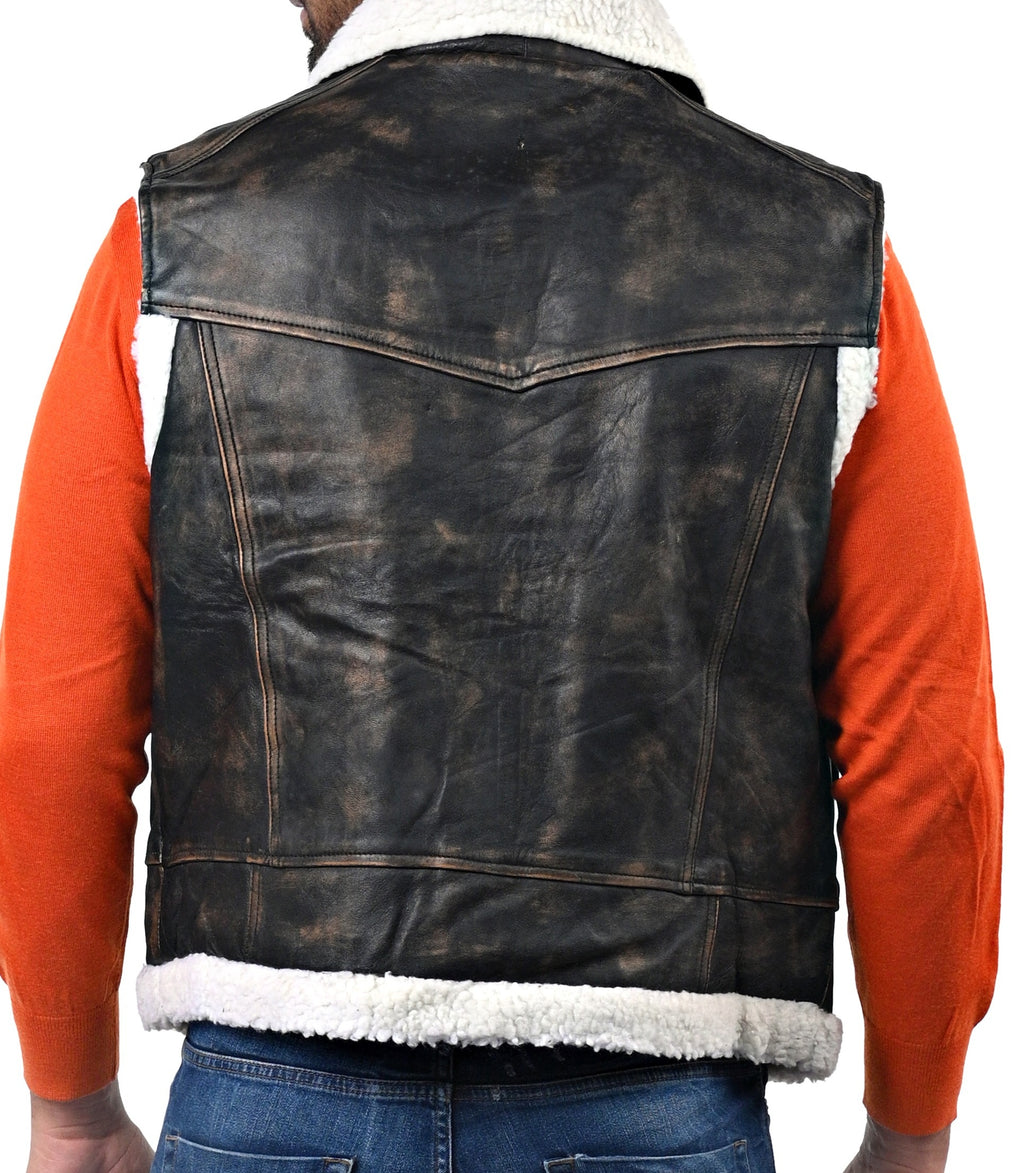 Basildon distressed sheepskin vest, faux fur lined, photo 2