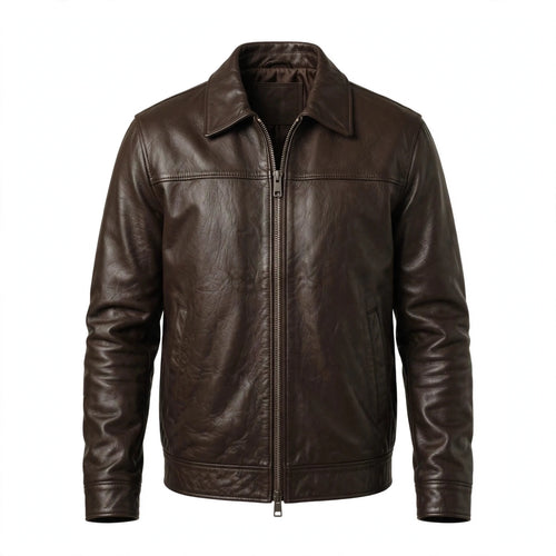 Arvo Heritage dark chocolate brown cowhide bomber jacket for men, photo 2