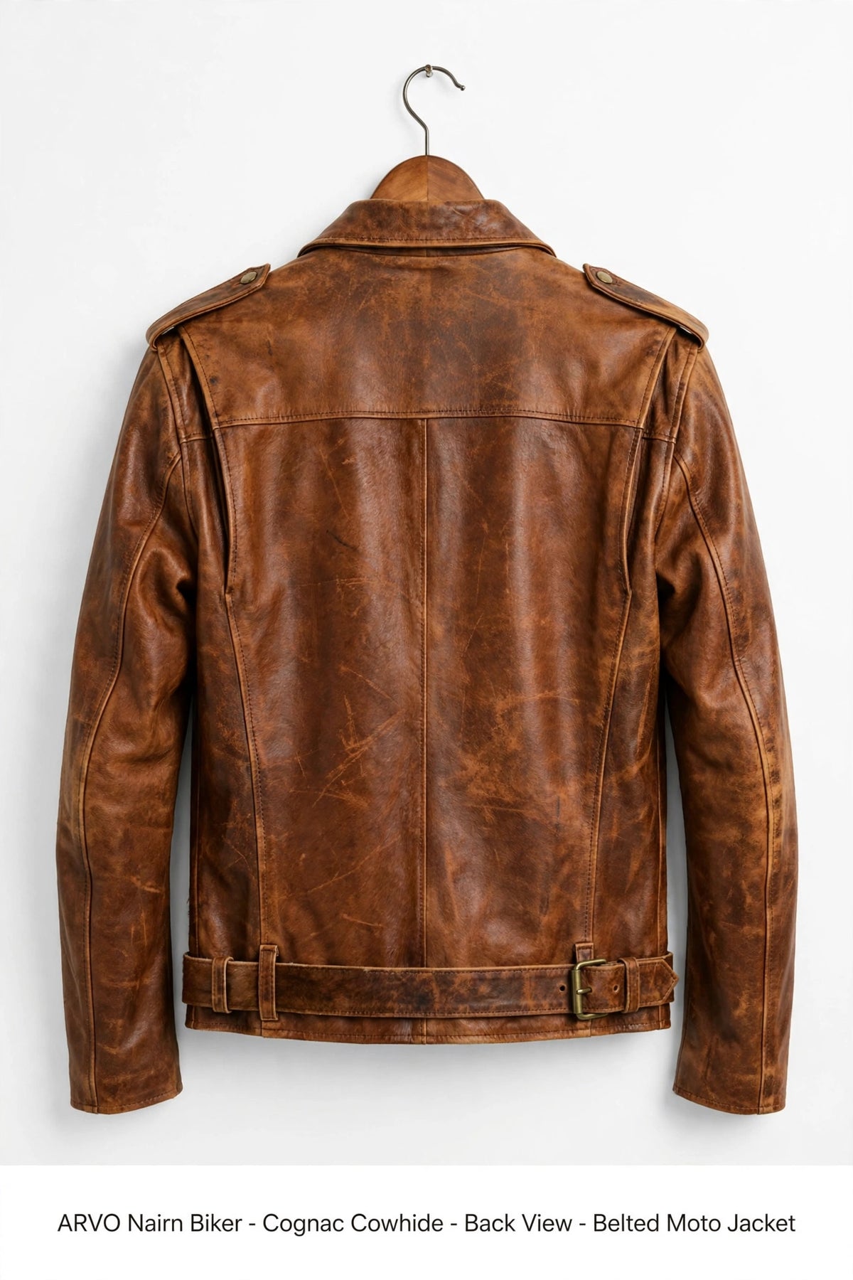 Arvo Nairn cognac cowhide biker jacket for men, photo 4