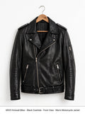 Arvo Kirkwall Biker Leather Jacket for Men Black Cowhide Front View - Men's Black Cowhide Motorcycle Jacket with Quilted Shoulders and Asymmetrical Zip