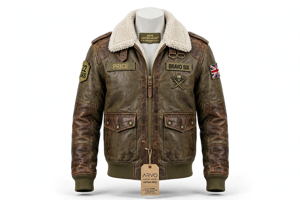 Captain Price COD 4 Tactical Bomber Leather Jacket - Bravo Six 22 SAS