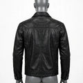 Men's Black Leather Trucker Jacket - Classic Collar | ARVO