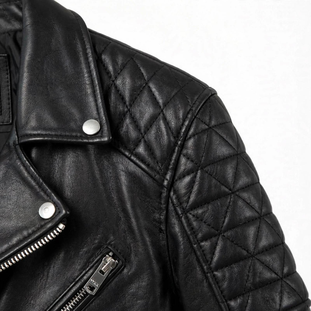 Arvo black diamond quilted lambskin biker jacket for men, photo 3