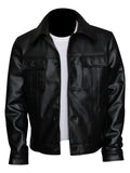 Elvis Presley black leather jacket for men with shirt collar