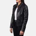 Edinburgh black sheepskin leather jacket for women