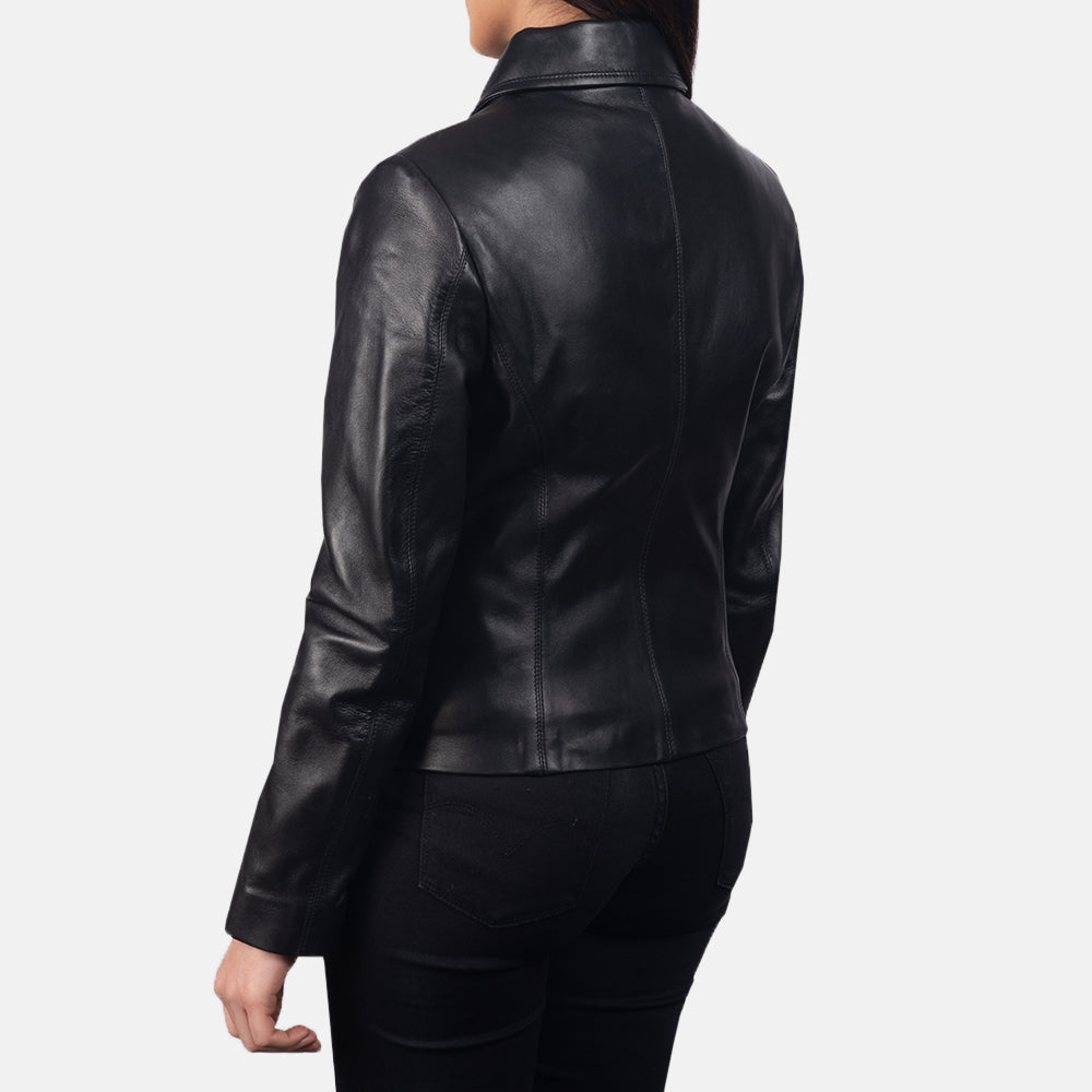 Edinburgh black sheepskin leather jacket for women, photo 5