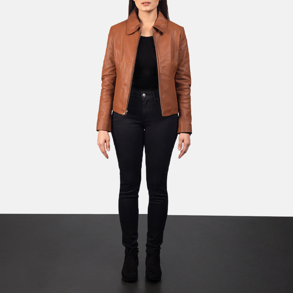 Dundee brown sheepskin leather jacket for women, photo 2