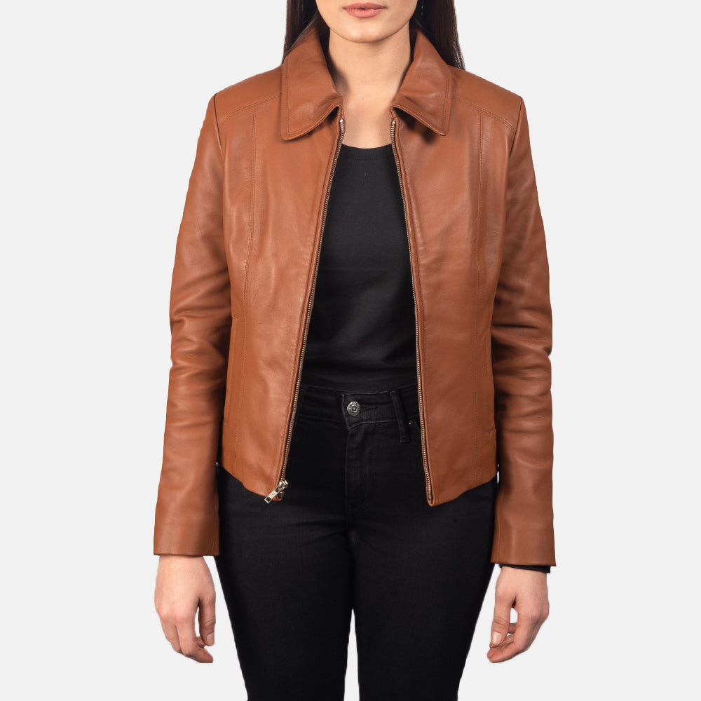 Dundee brown sheepskin leather jacket for women, photo 3