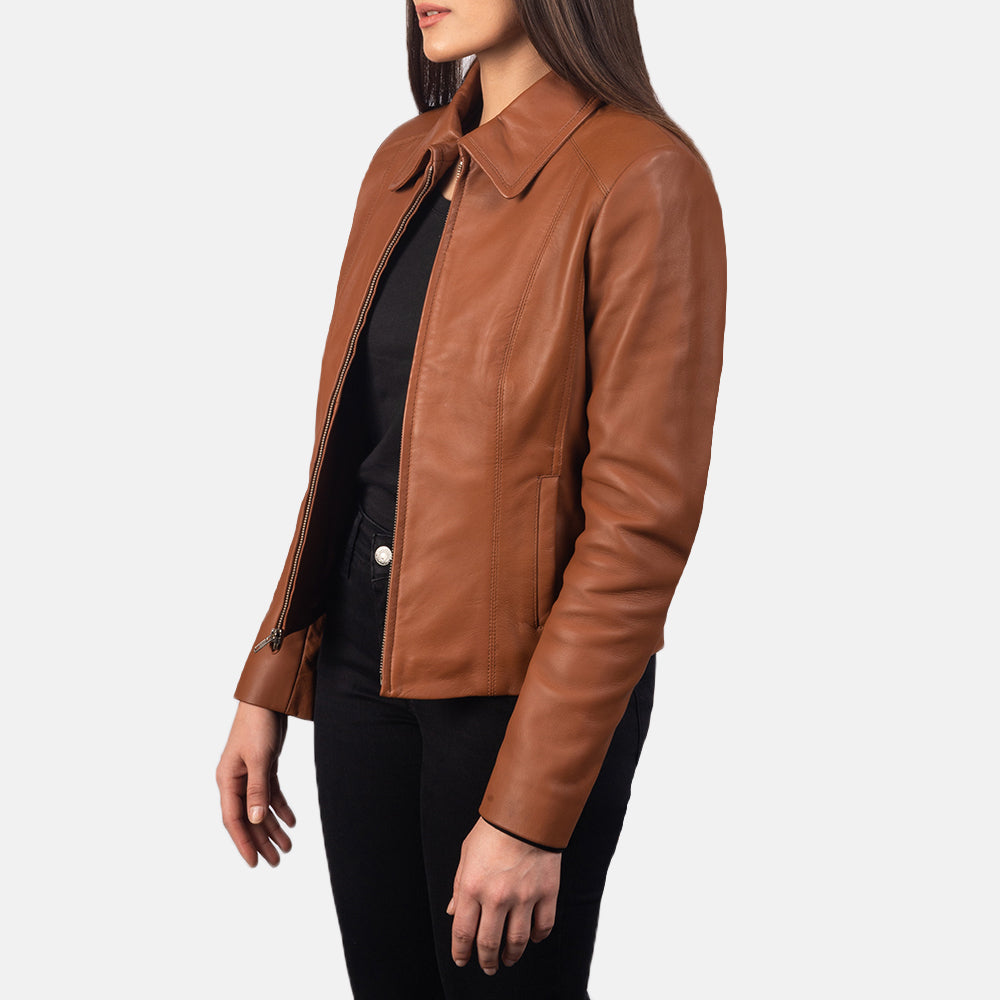 Dundee brown sheepskin leather jacket for women
