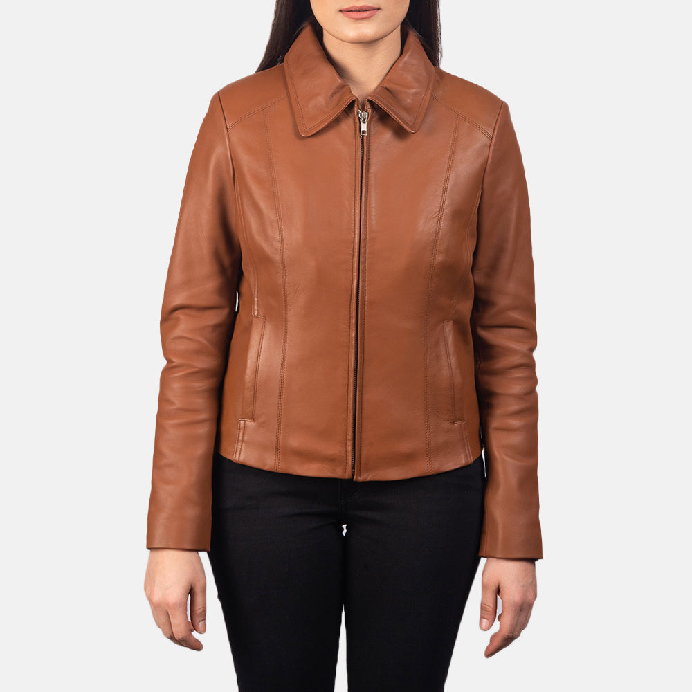 Dundee brown sheepskin leather jacket for women, photo 4