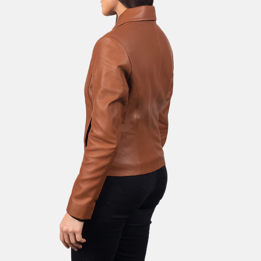 Dundee brown sheepskin leather jacket for women, photo 5