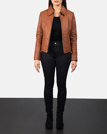 Dundee brown sheepskin leather jacket for women, photo 7