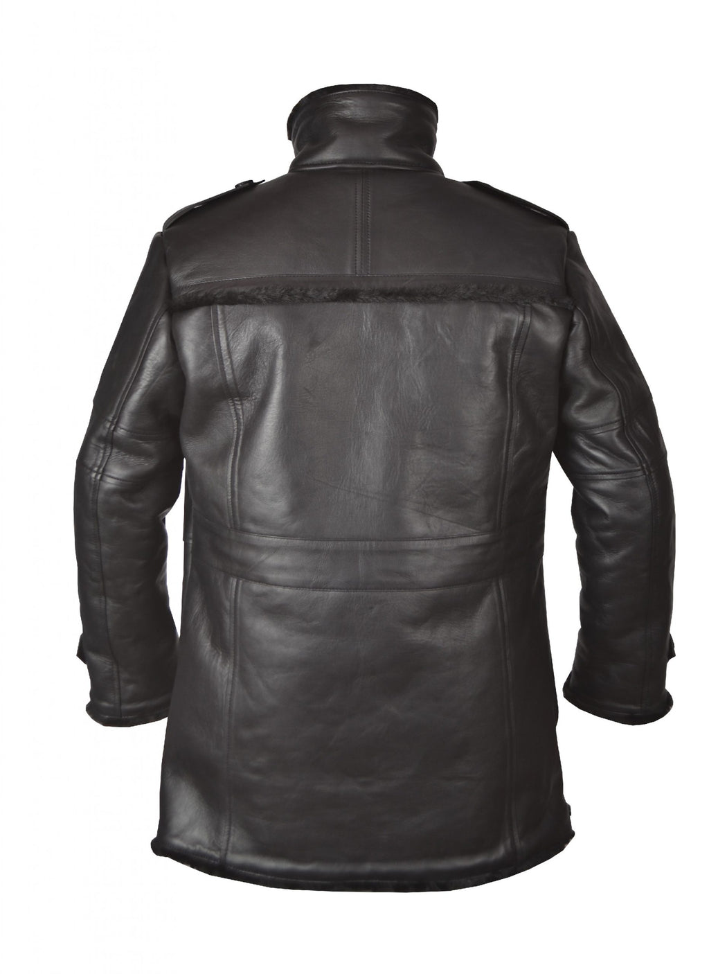 Black Bane coat for men with fur collar, photo 2