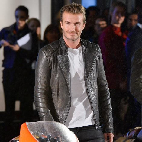 David Beckham style black full grain cowhide leather jacket for men