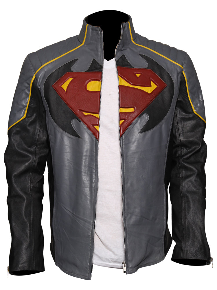Batman Vs Superman jacket for men with padded shoulders and stand collar