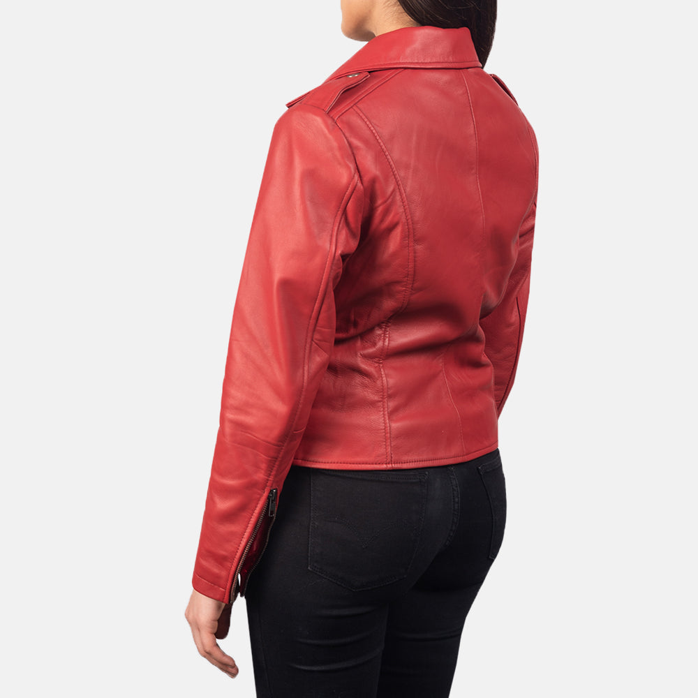 Hamilton red sheepskin biker jacket for women, photo 5