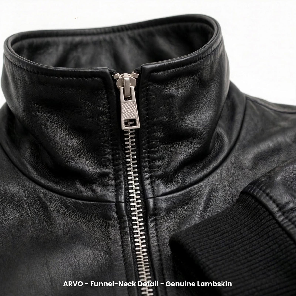 Arvo oversized funnel-neck black lambskin bomber jacket, photo 4