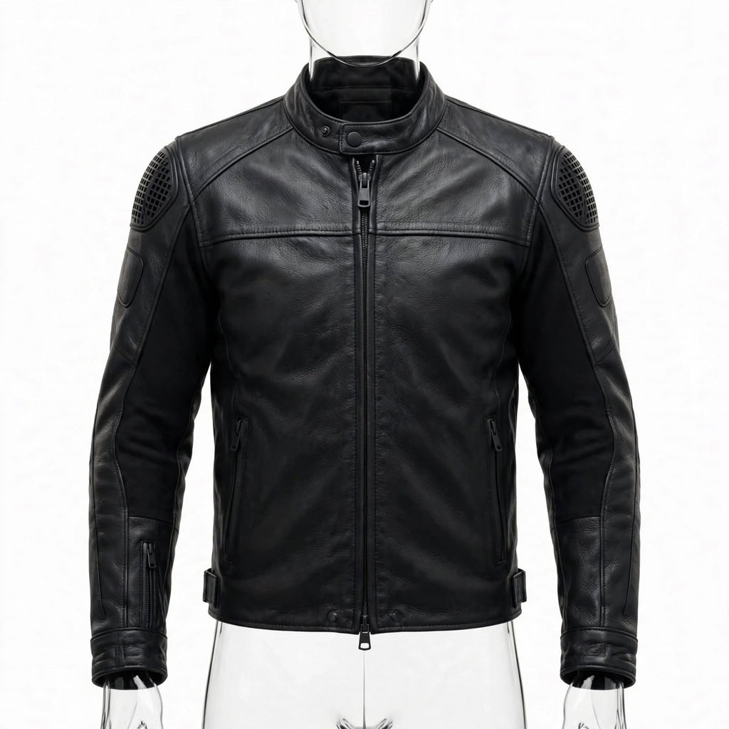 Arvo armored black cowhide motorcycle jacket with CE armor, photo 6