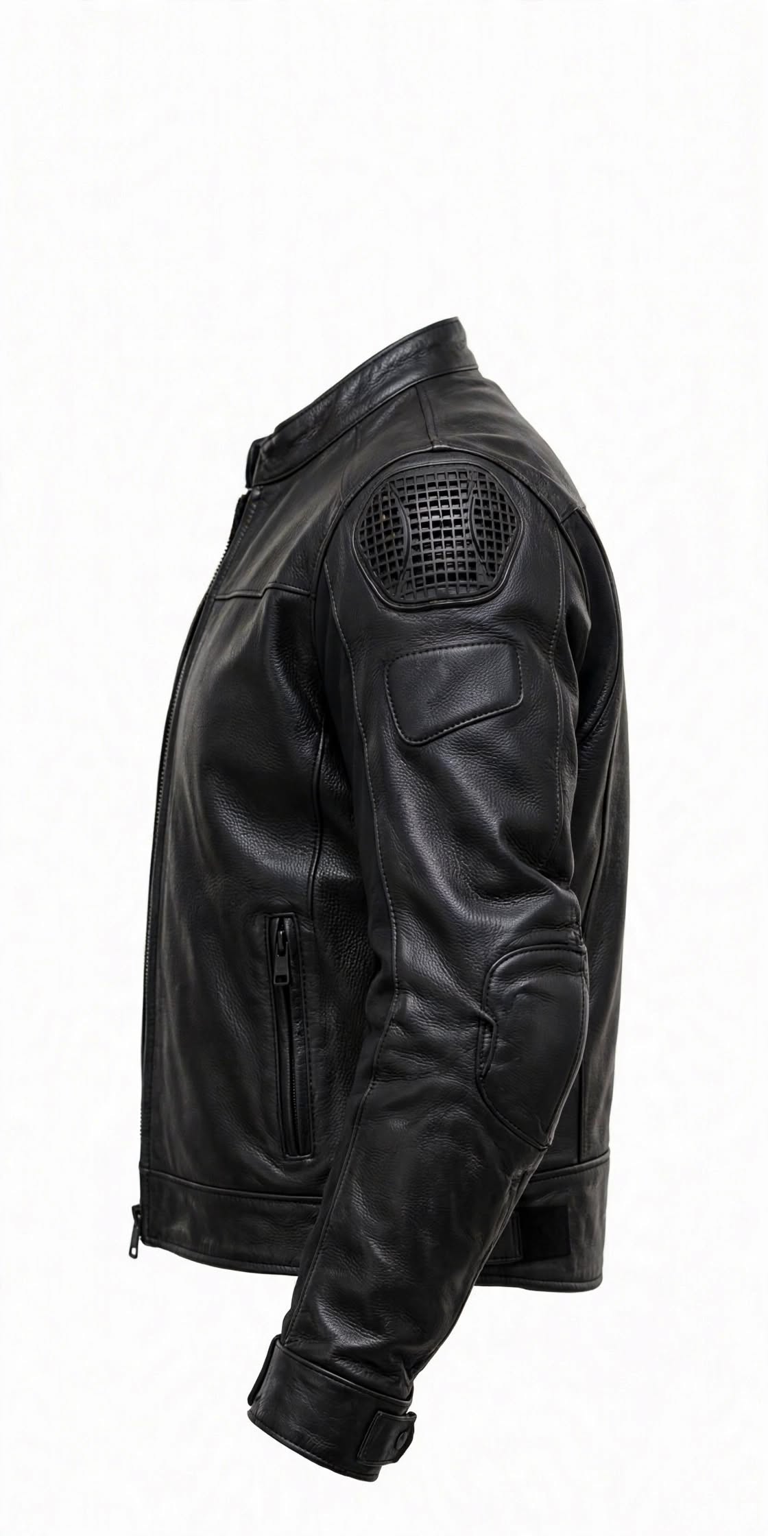 Arvo armored black cowhide motorcycle jacket with CE armor, photo 4