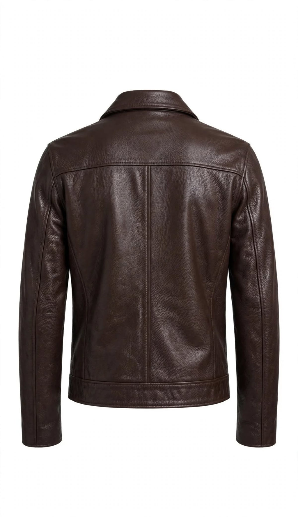 ARVO The Clark dark brown pebbled leather moto jacket for men, photo 2
