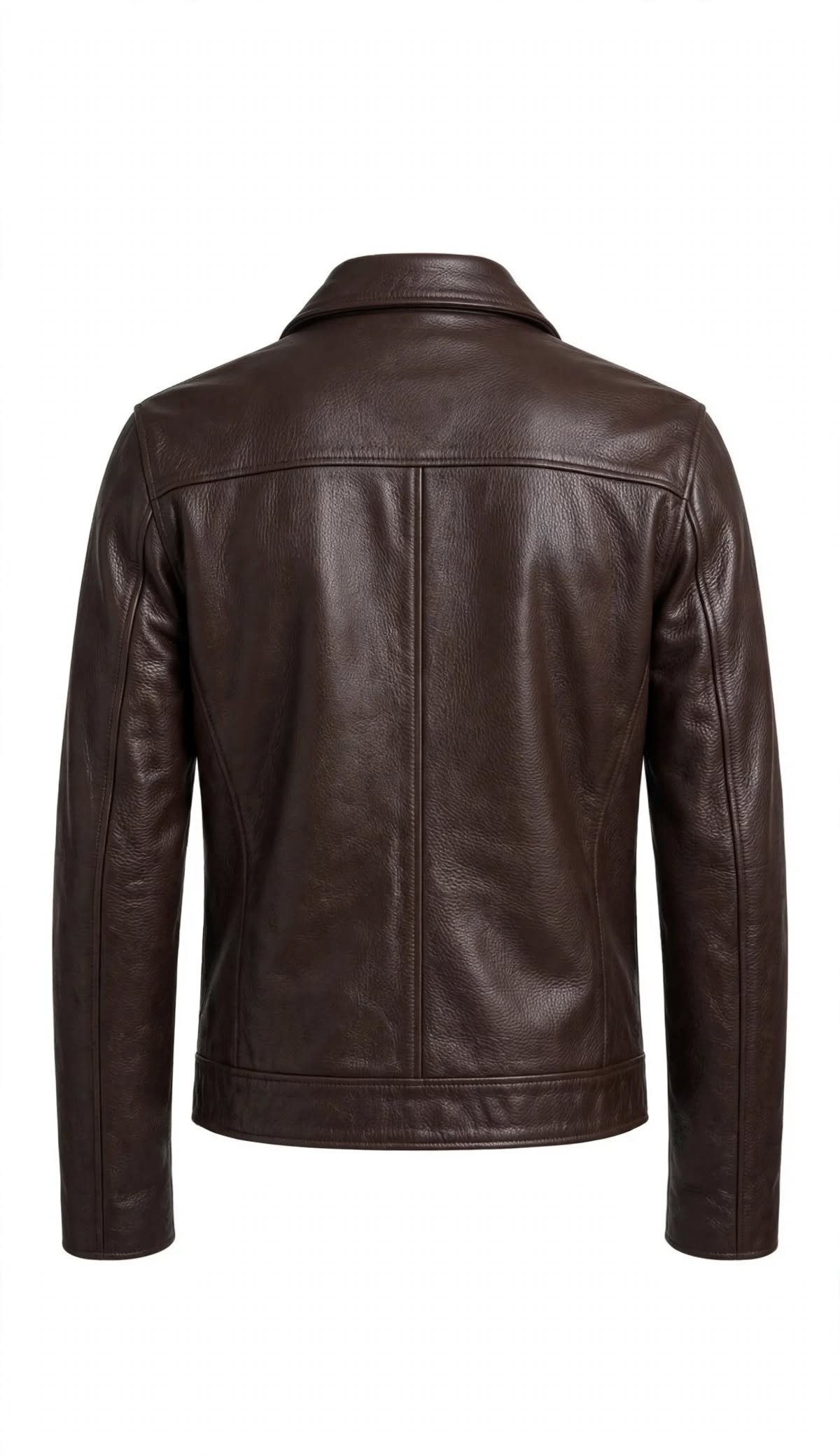 ARVO The Clark dark brown pebbled leather moto jacket for men, photo 2