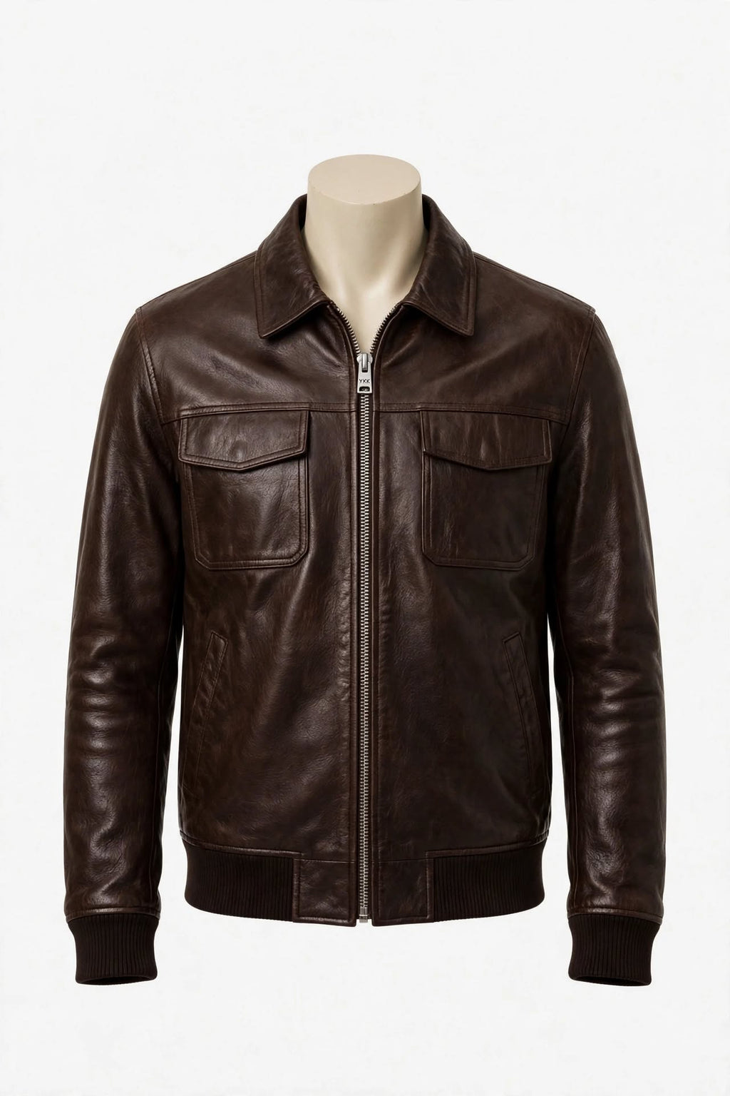 Arvo premium black genuine leather moto jacket for men, photo 3