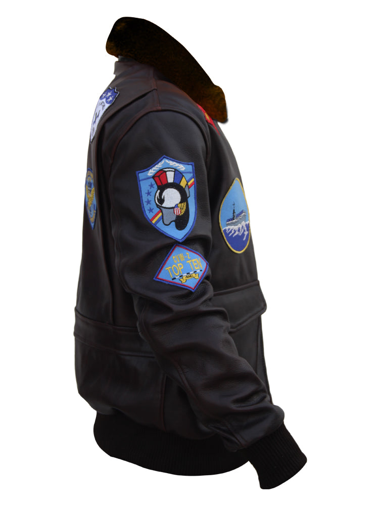 Top Gun Maverick dark brown leather bomber jacket, photo 3