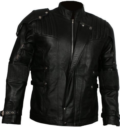 Star Lord black jacket for men with straight collar and front zip