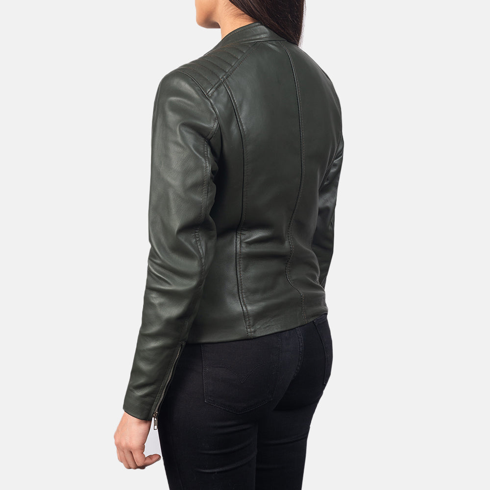 Kincardine green sheepskin biker jacket for women, photo 5