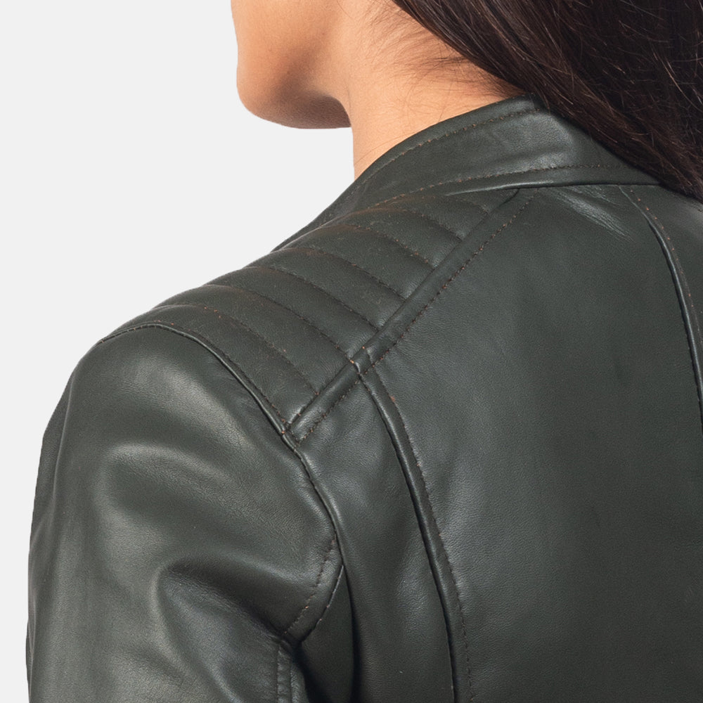 Kincardine green sheepskin biker jacket for women, photo 6