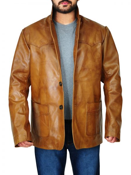 Rick Dalton tan leather jacket for men, photo 2