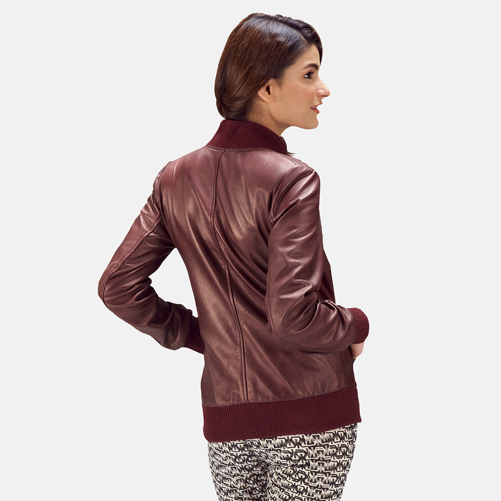 Nairn maroon sheepskin bomber jacket for women, photo 5