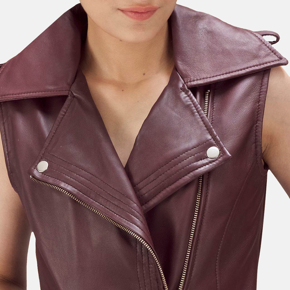 Montrose maroon sheepskin vest for women, photo 4