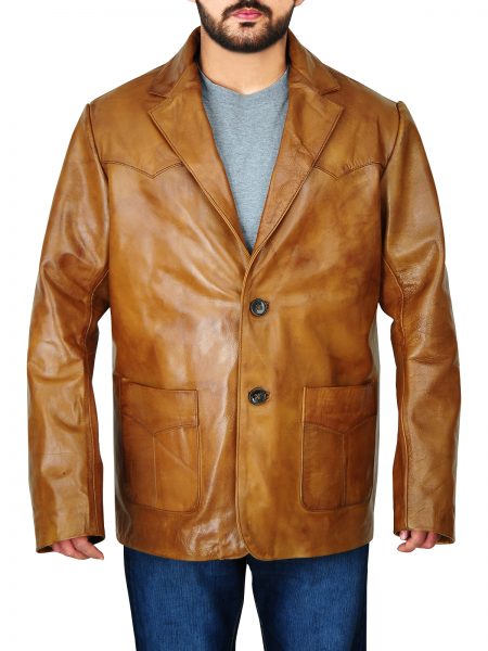 Rick Dalton tan leather jacket for men, photo 3