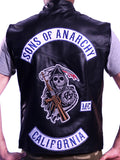 Jax Teller black faux leather motorcycle vest for men