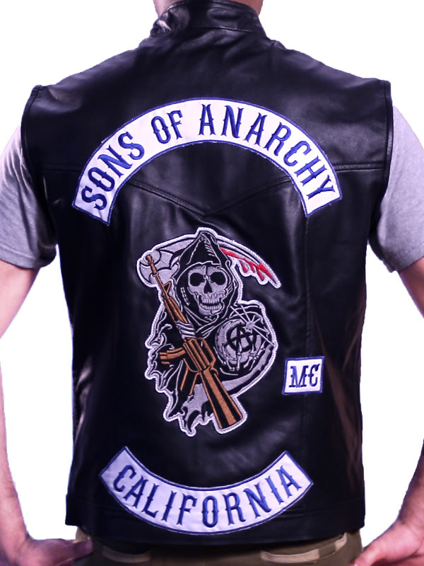 Jax Teller black faux leather motorcycle vest for men