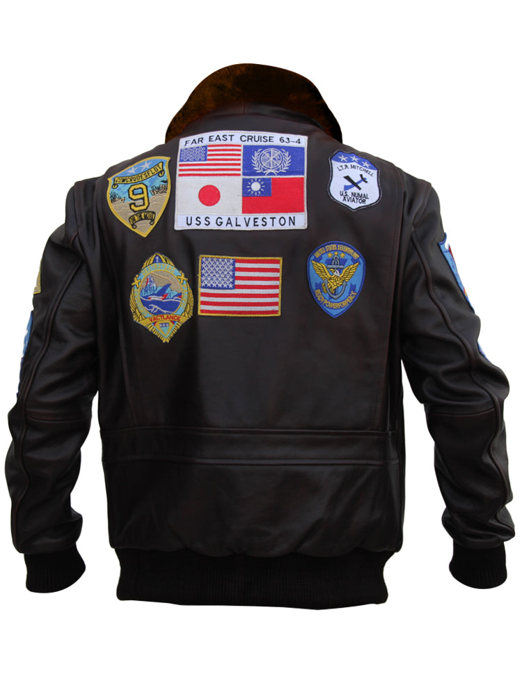 Top Gun Maverick dark brown leather bomber jacket, photo 2