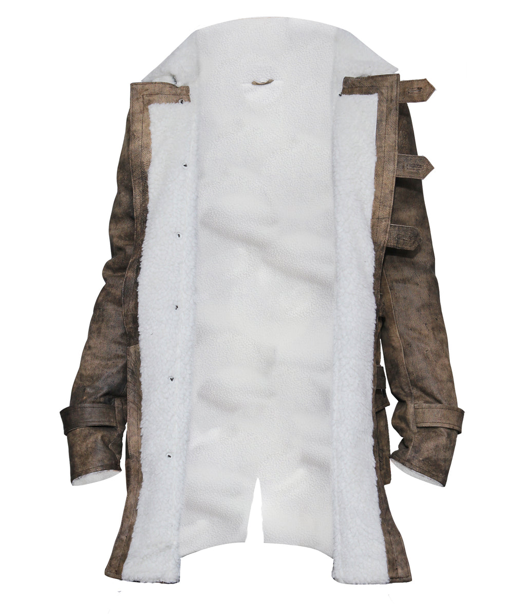 Tom Hardy Bane coat for men in brown cowhide leather, photo 4