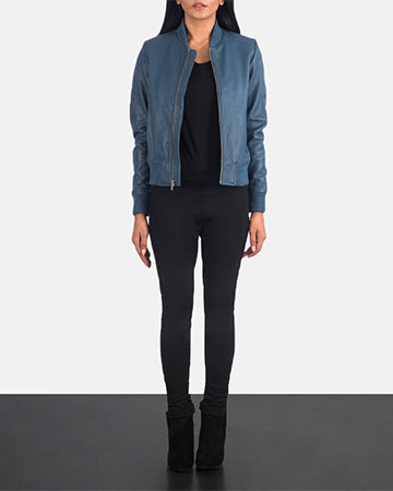 Annan blue sheepskin bomber jacket for women, photo 7