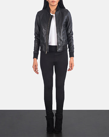 Aberdeen black sheepskin bomber jacket for women, photo 7