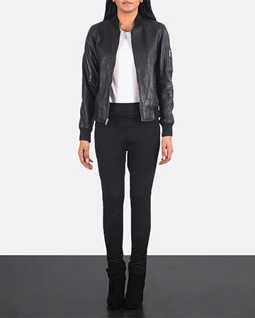 Dumfries black sheepskin bomber jacket for women, photo 7