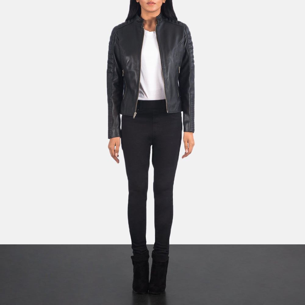 Campbeltown black quilted motorcycle jacket for women, photo 2