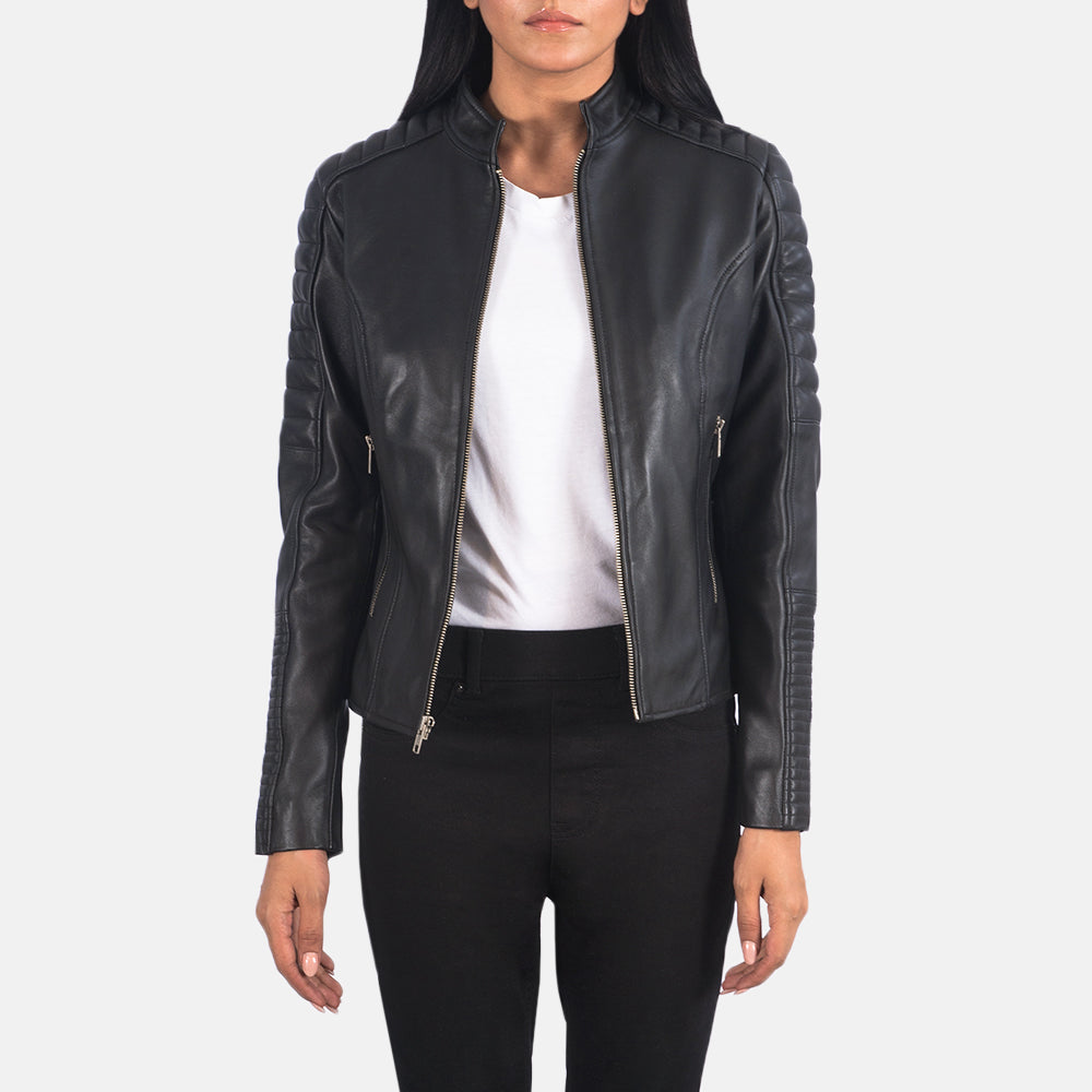 Campbeltown black quilted motorcycle jacket for women, photo 3