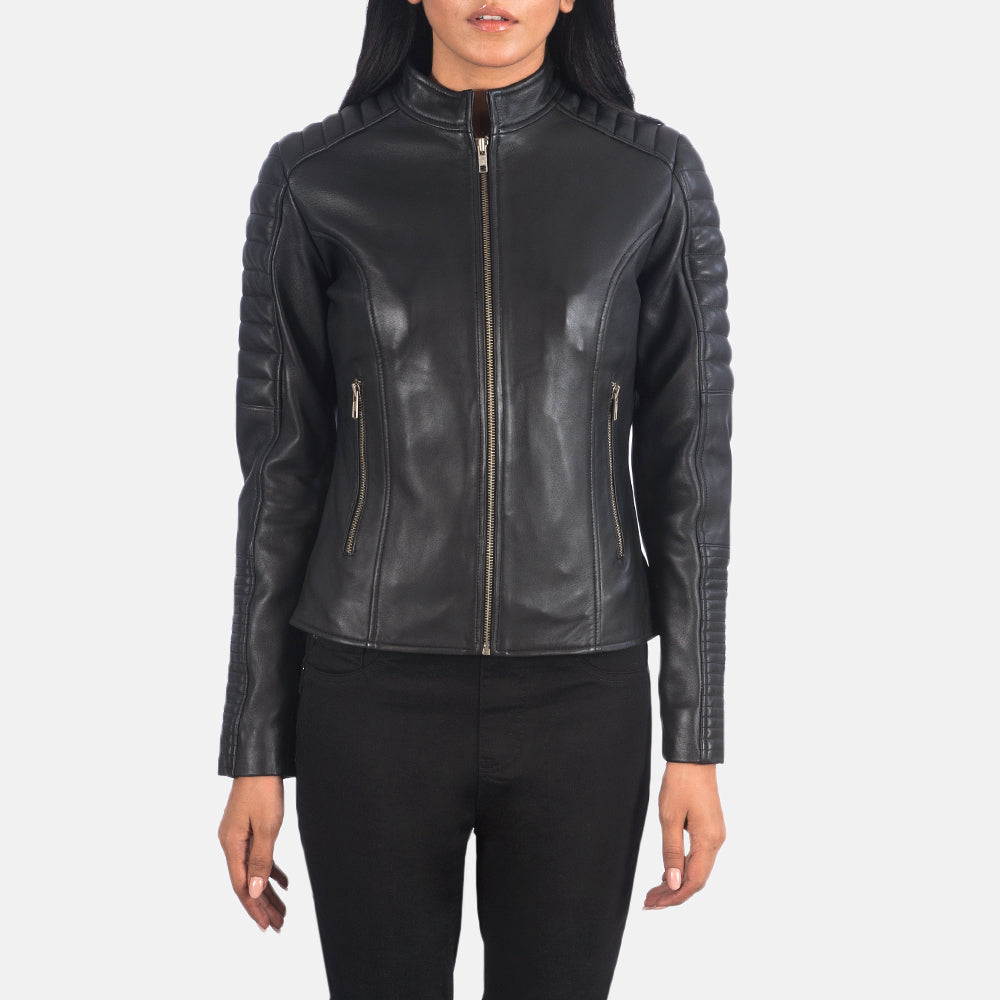 Campbeltown black quilted motorcycle jacket for women, photo 4