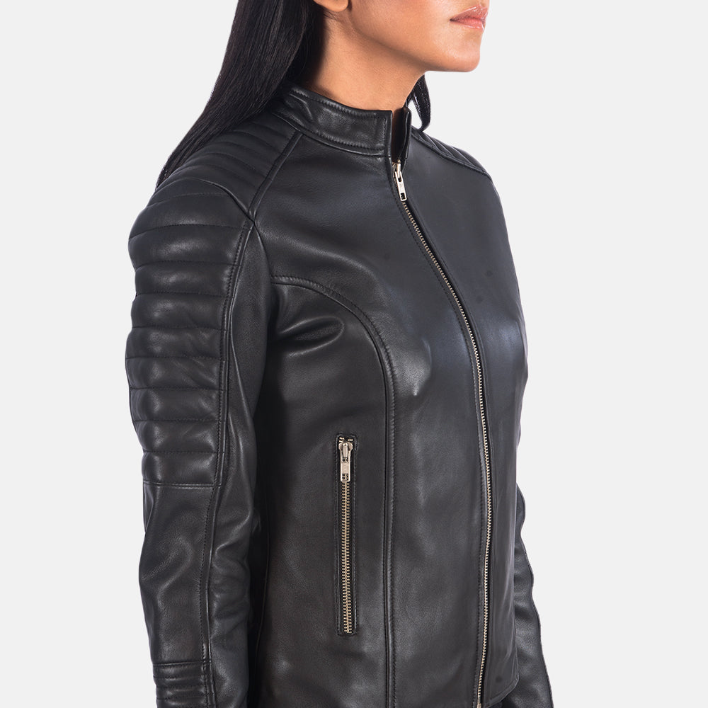 Campbeltown black quilted motorcycle jacket for women, photo 6