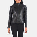 Campbeltown black quilted leather motorcycle jacket for women