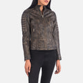 Carnoustie distressed brown leather biker jacket for women