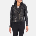 Bishopbriggs black cowhide leather biker jacket for women