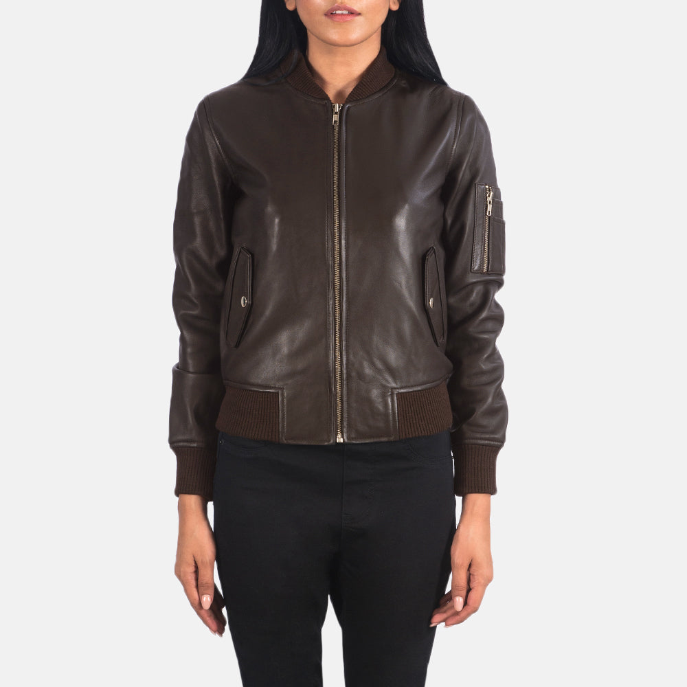Dingwall brown sheepskin bomber jacket for women, photo 3