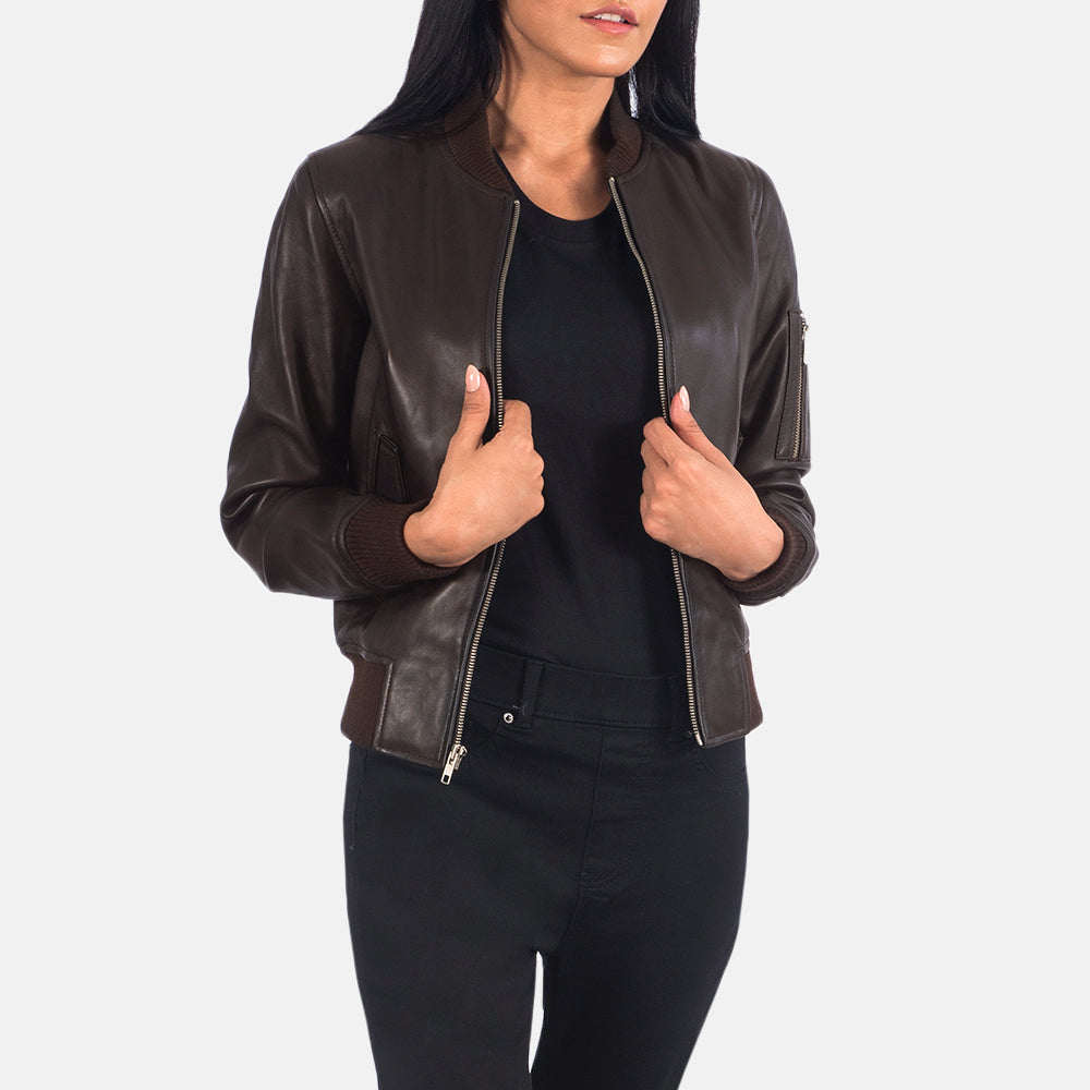 Dingwall brown sheepskin bomber jacket for women, photo 5